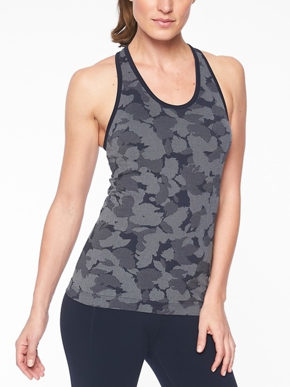 Athleta Gray Camo Speedlight Razorback workout tank top in size small